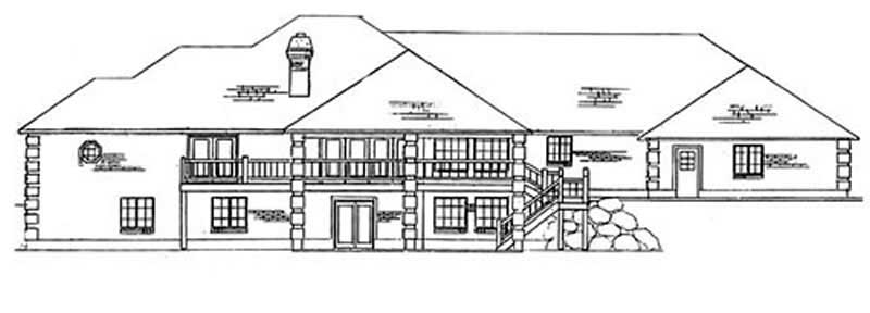 Home Plan Rear Elevation of this 5-Bedroom,3478 Sq Ft Plan -135-1345