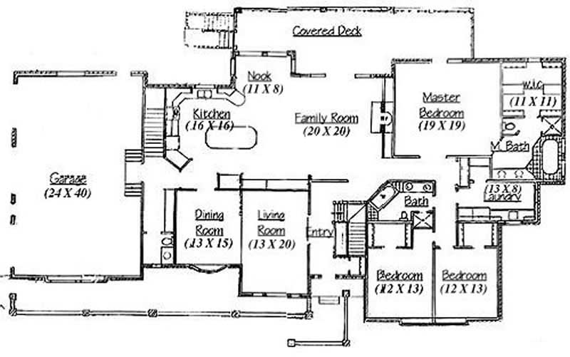 Floor Plan First Story of European Plan #135-1345