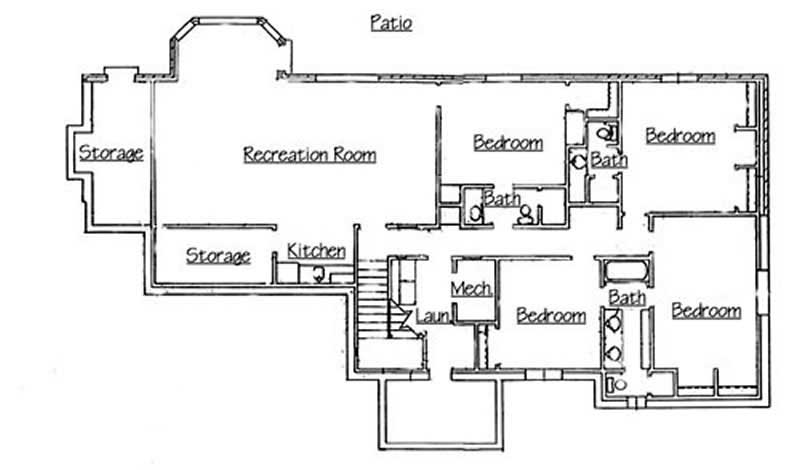 Floor Plan Basement of European Plan #135-1346