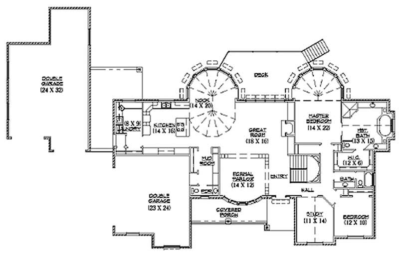 Floor Plan First Story of European Plan #135-1350