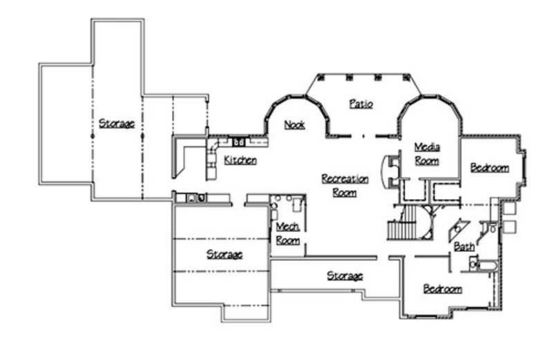 Floor Plan Basement of European Plan #135-1350