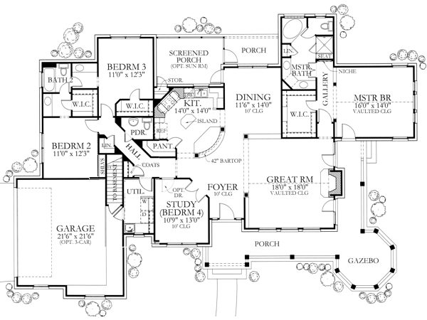 Floor Plan Basement of Ranch Plan #136-1000