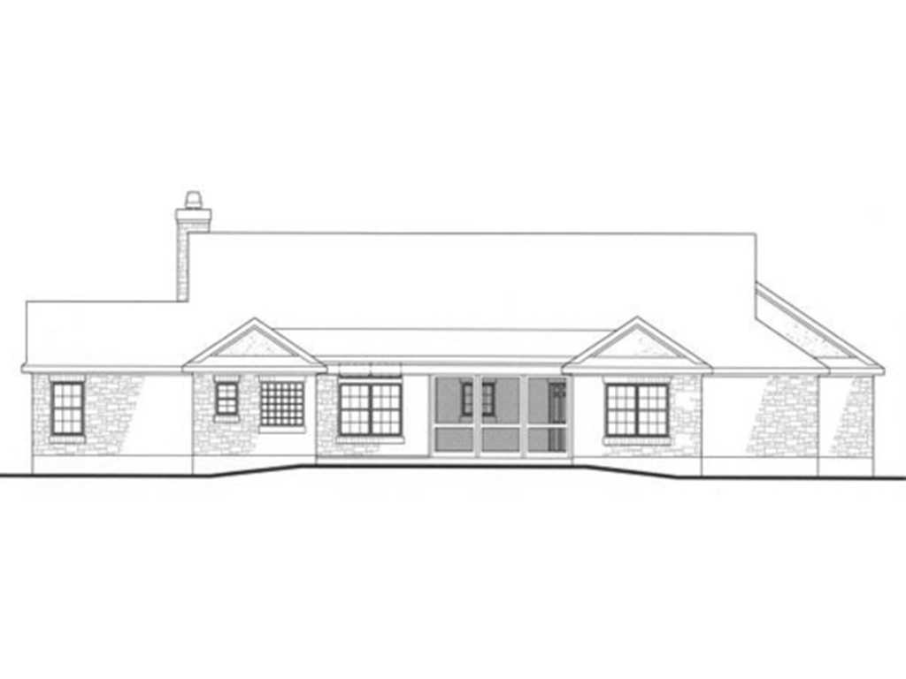 Home Plan Rear Elevation of this 4-Bedroom,2184 Sq Ft Plan -136-1000