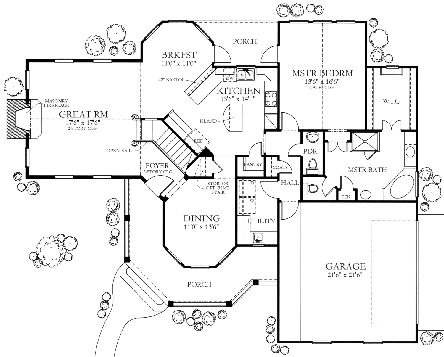 Floor Plan First Story of Victorian Plan #136-1001
