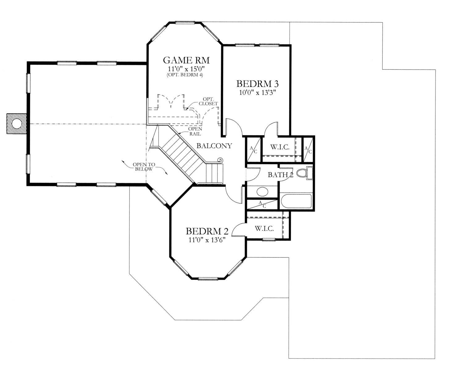 Floor Plan Second Story of Victorian Plan #136-1001