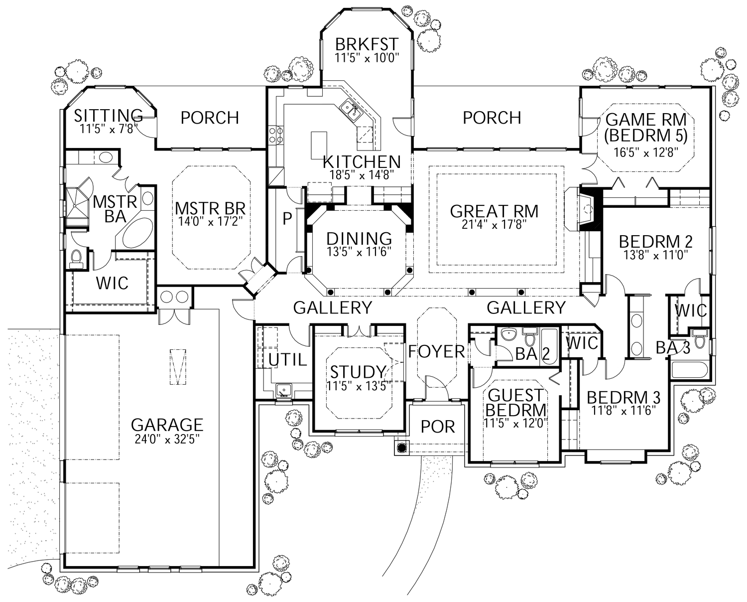 Floor Plan First Story of Texas Style Plan #136-1002