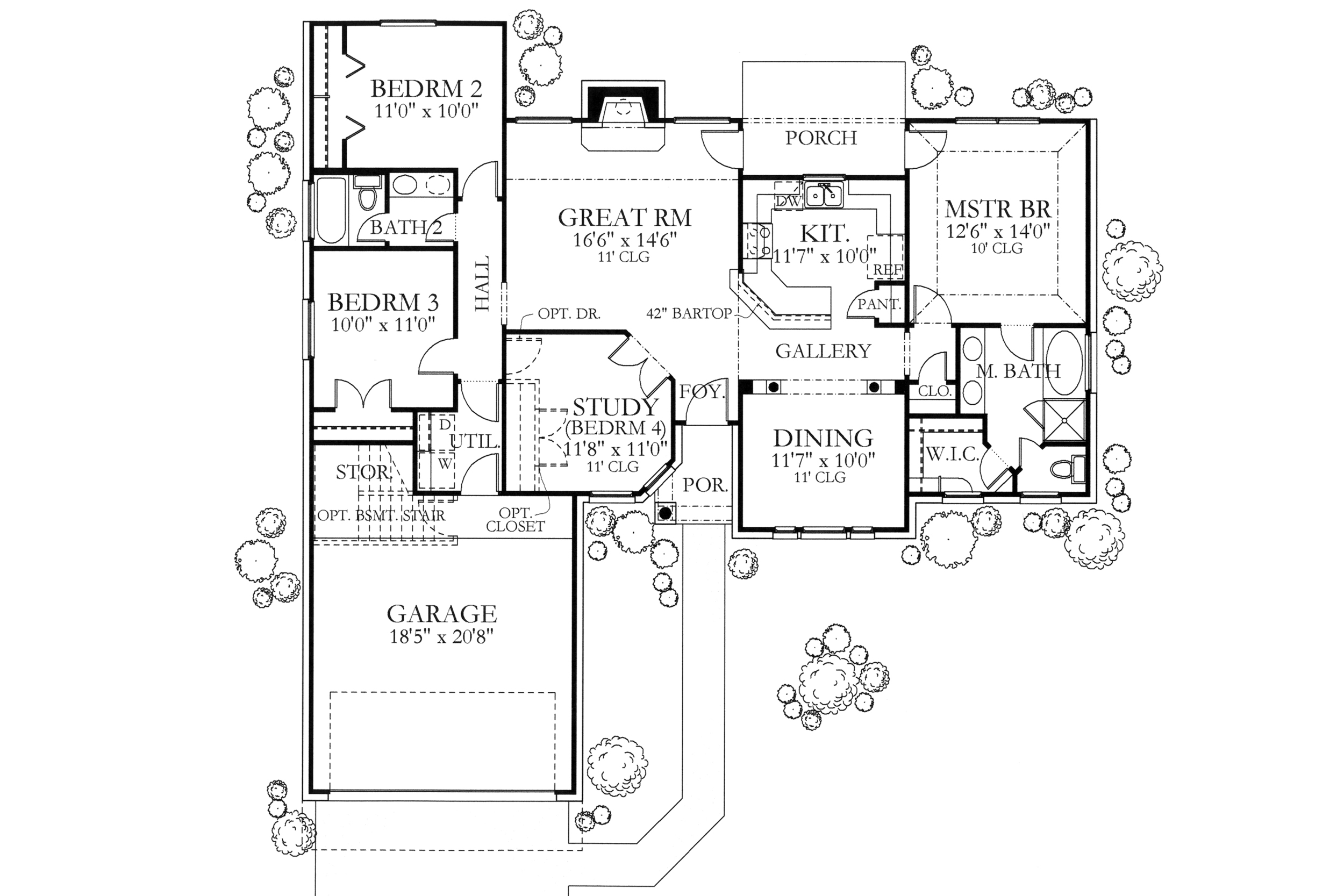 Floor Plan First Story of Texas Style Plan #136-1004