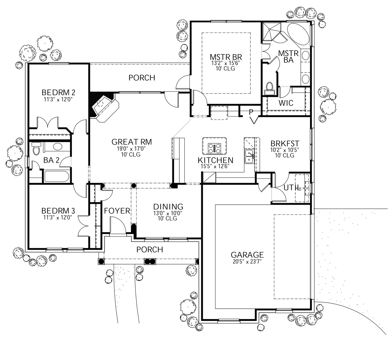 Floor Plan First Story of Small House Plans #136-1007