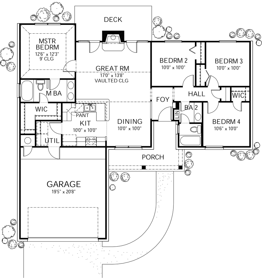 Floor Plan First Story of Small House Plans #136-1011