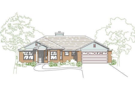 Home Plan Front Elevation of this 3-Bedroom,1442 Sq Ft Plan -136-1013
