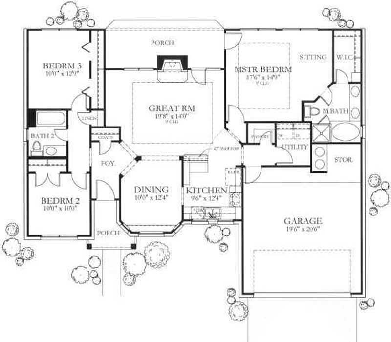 Floor Plan First Story of Small House Plans #136-1013