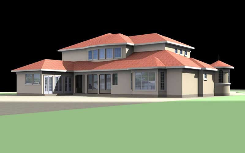 Rear View of this 3-Bedroom, 3639 Sq Ft Plan - 136-1014