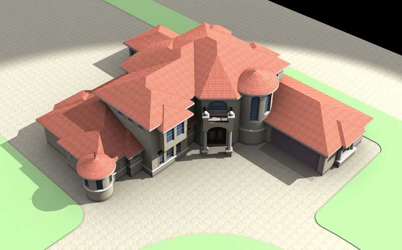 Aerial View of this 3-Bedroom, 3639 Sq Ft Plan - 136-1014