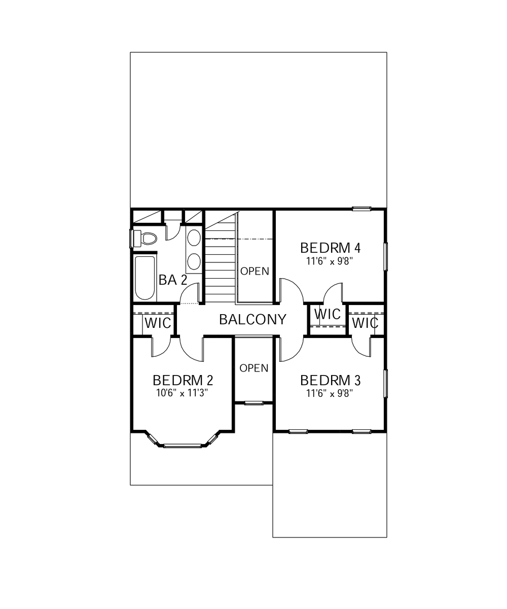 Floor Plan Second Story of Country Plan #136-1016