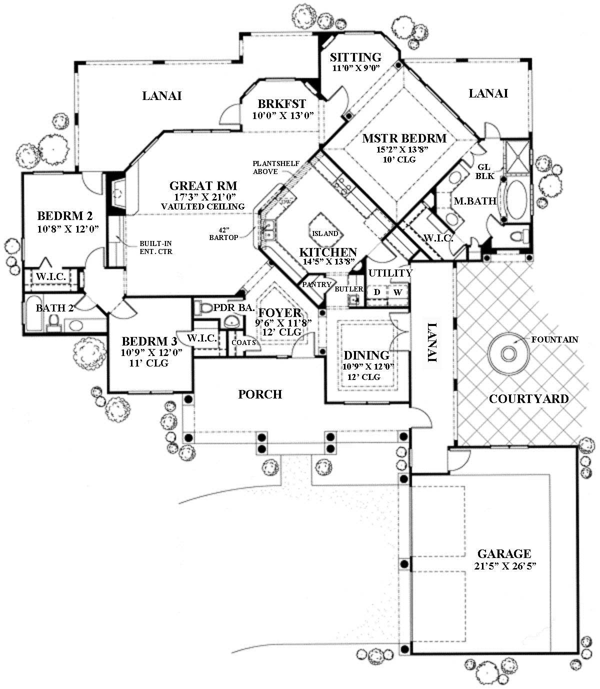 Floor Plan First Story of Southwest Plan #136-1018