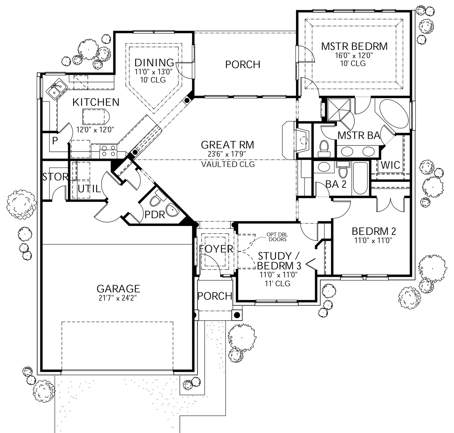 Floor Plan First Story of Texas Style Plan #136-1019