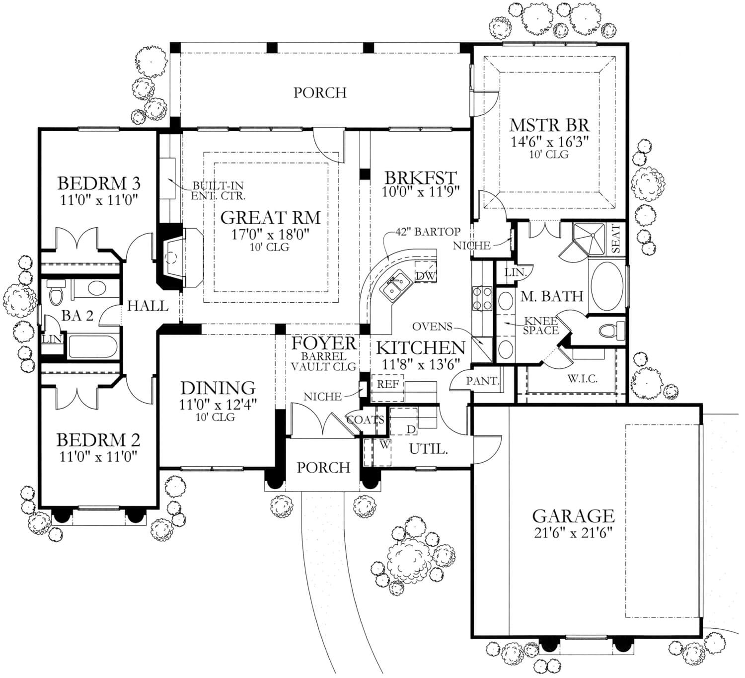 Floor Plan First Story of Mediterranean Plan #136-1023