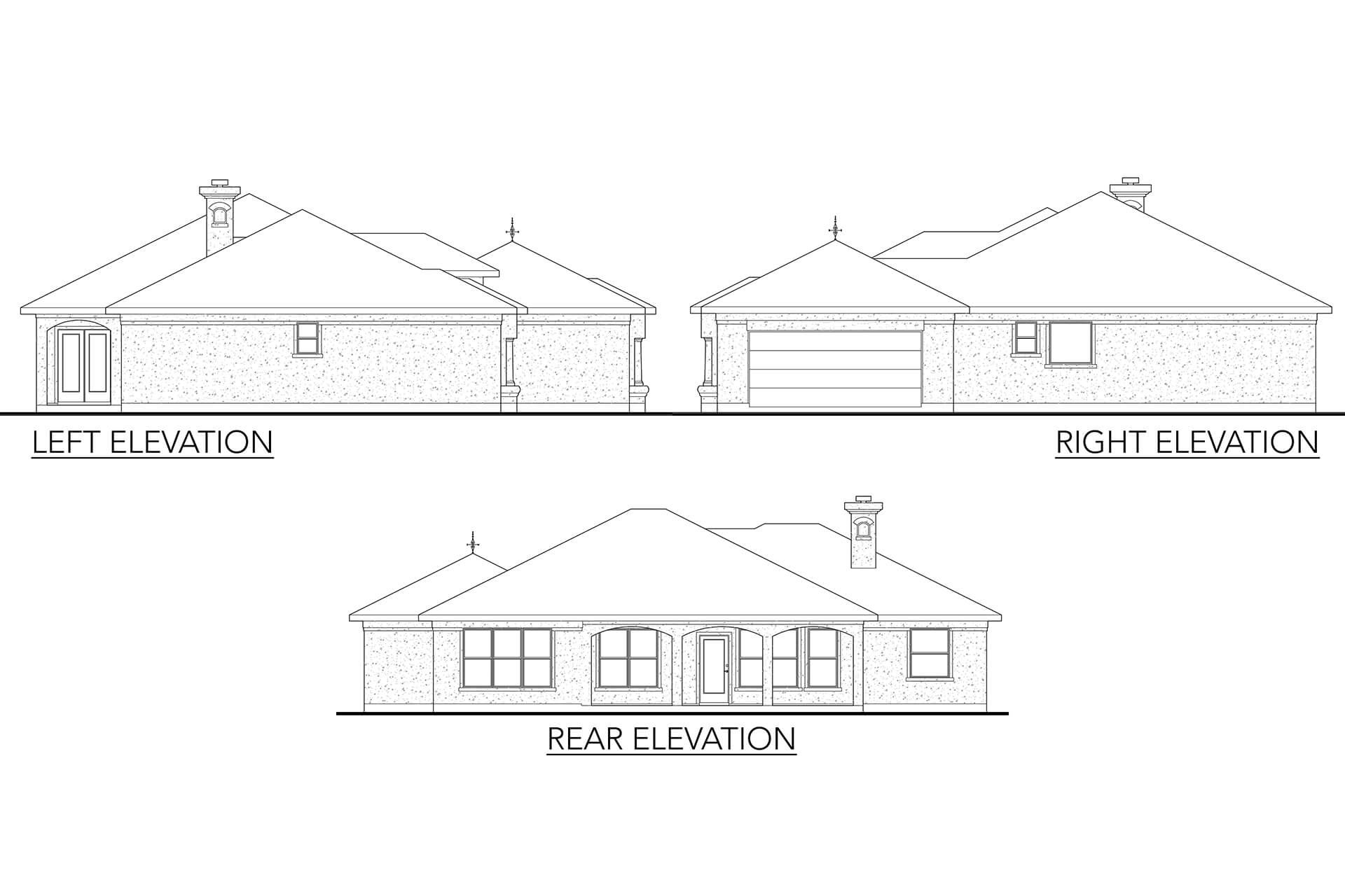 Home Plan Rear Elevation of this 3-Bedroom,1845 Sq Ft Plan -136-1023
