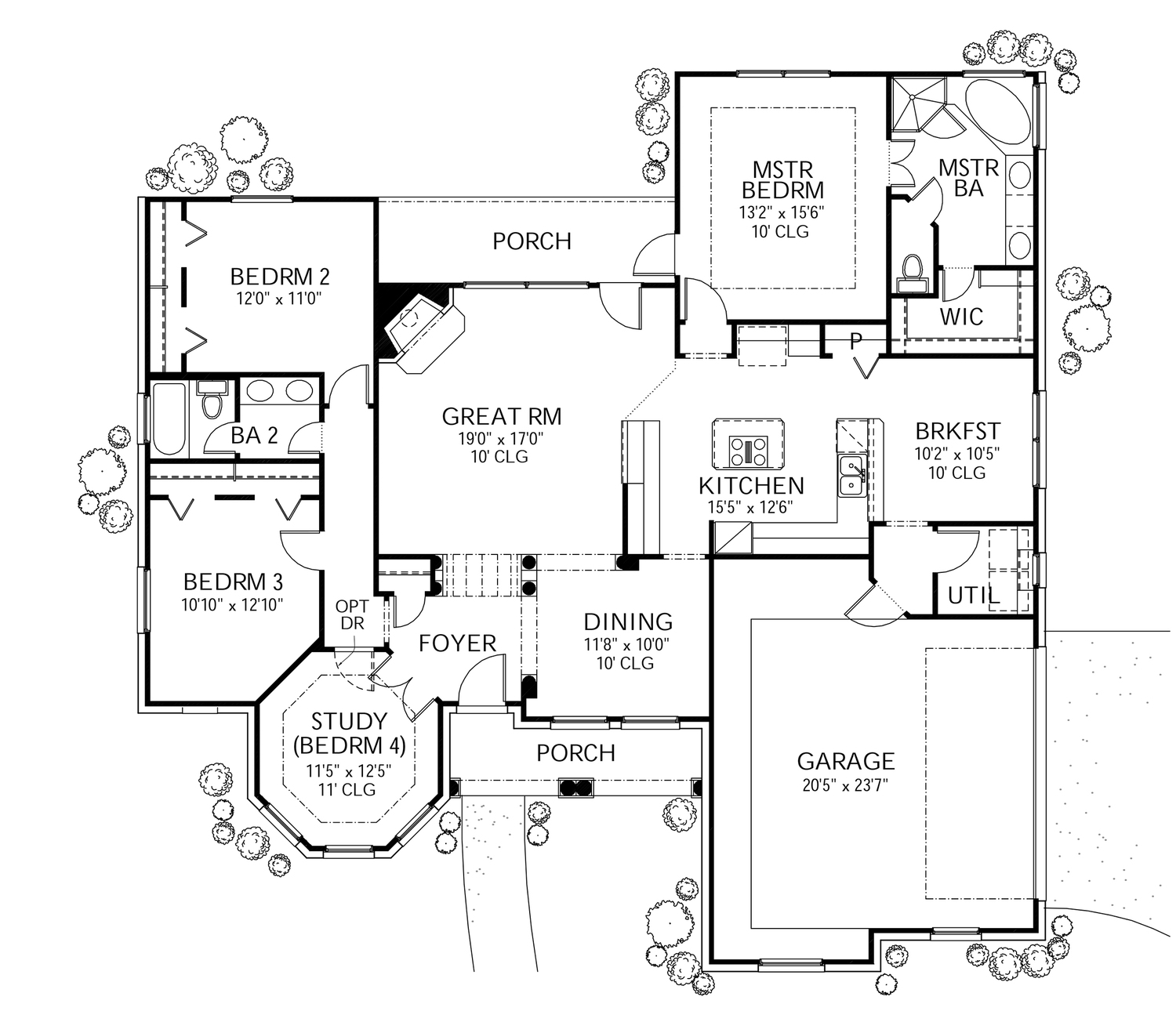 Floor Plan First Story of French Plan #136-1024
