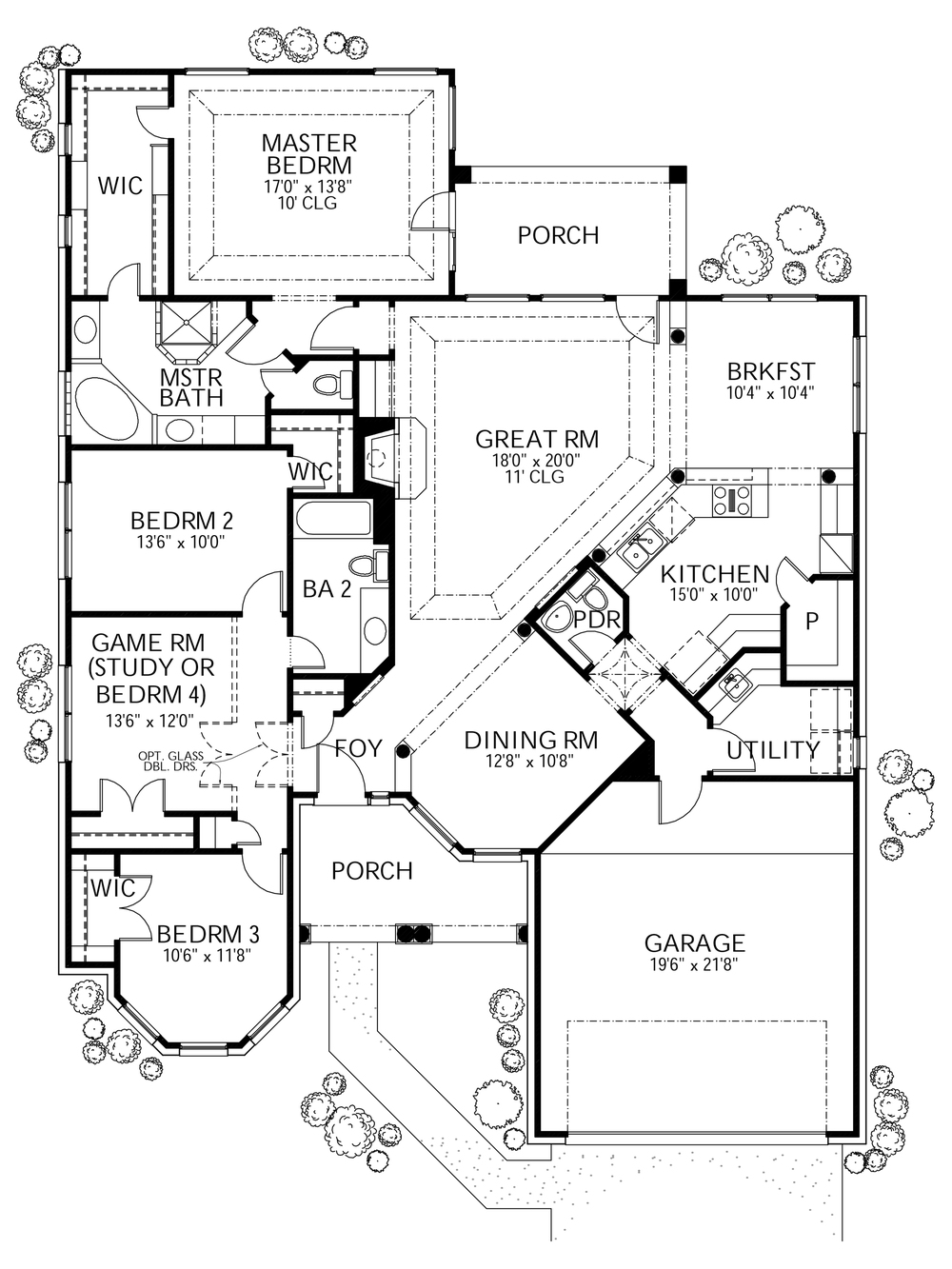 Floor Plan First Story of European Plan #136-1027