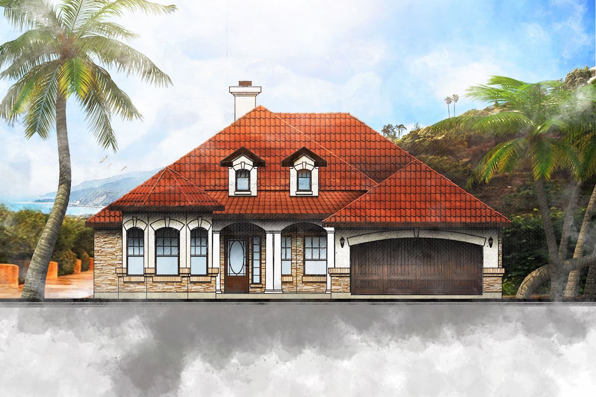 European style  home (ThePlanCollection: House Plan #136-1027)