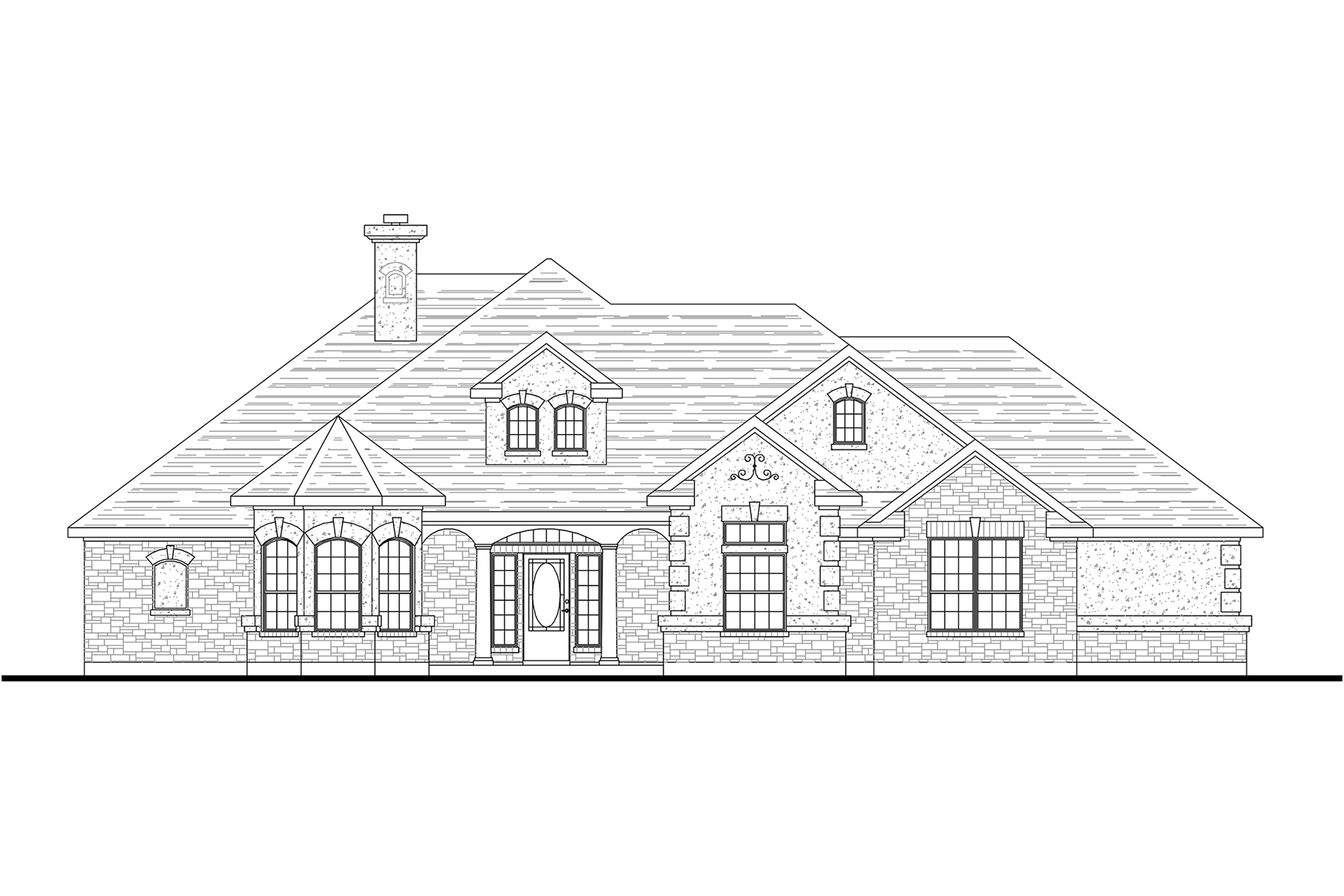Home Plan Front Elevation of this 3-Bedroom,2014 Sq Ft Plan -136-1029