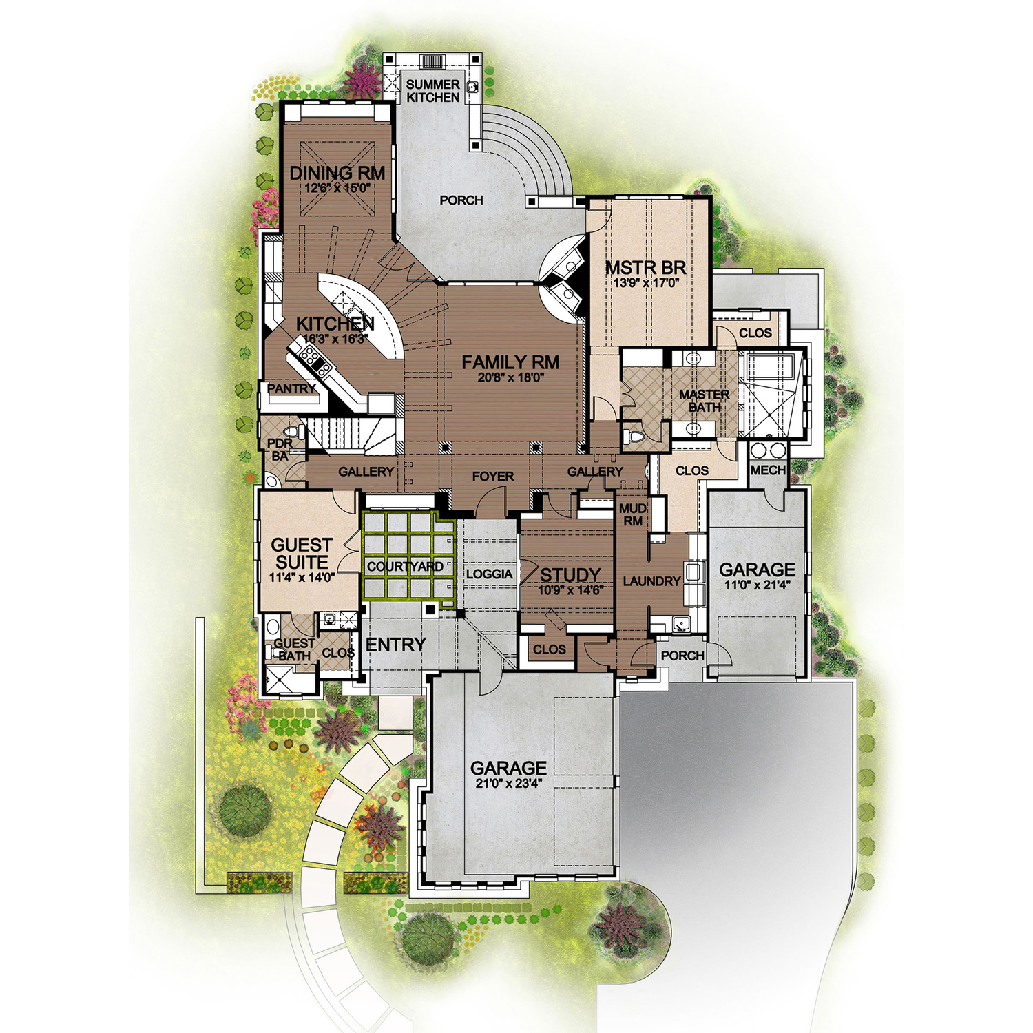 Floor Plan First Story of Texas Style Plan #136-1030