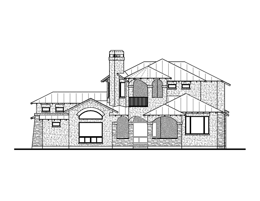 Home Plan Rear Elevation of this 4-Bedroom,3716 Sq Ft Plan -136-1030