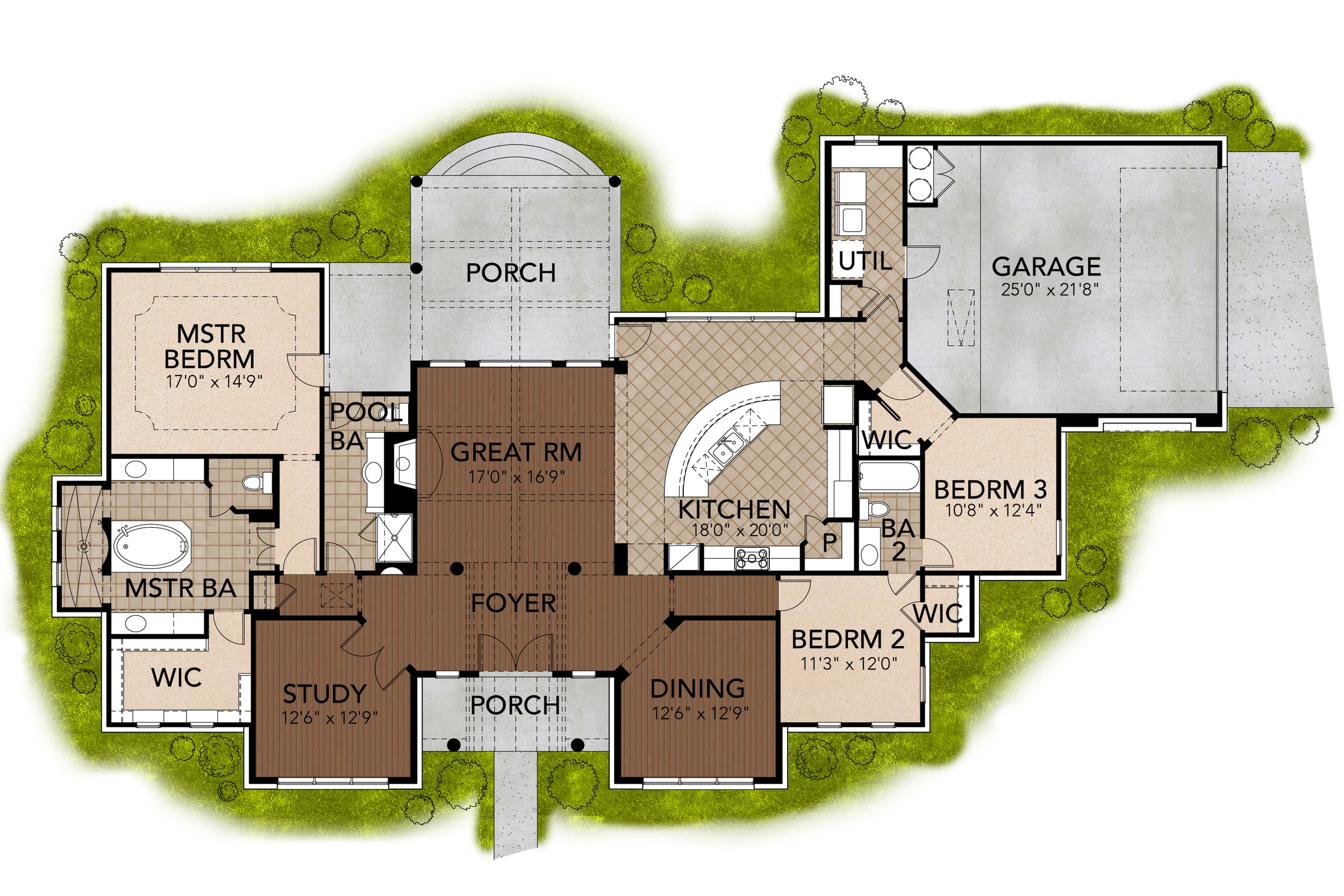 Floor Plan First Story of Texas Style Plan #136-1031