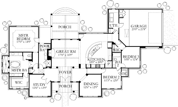 Floor Plan First Story of Texas Style Plan #136-1031