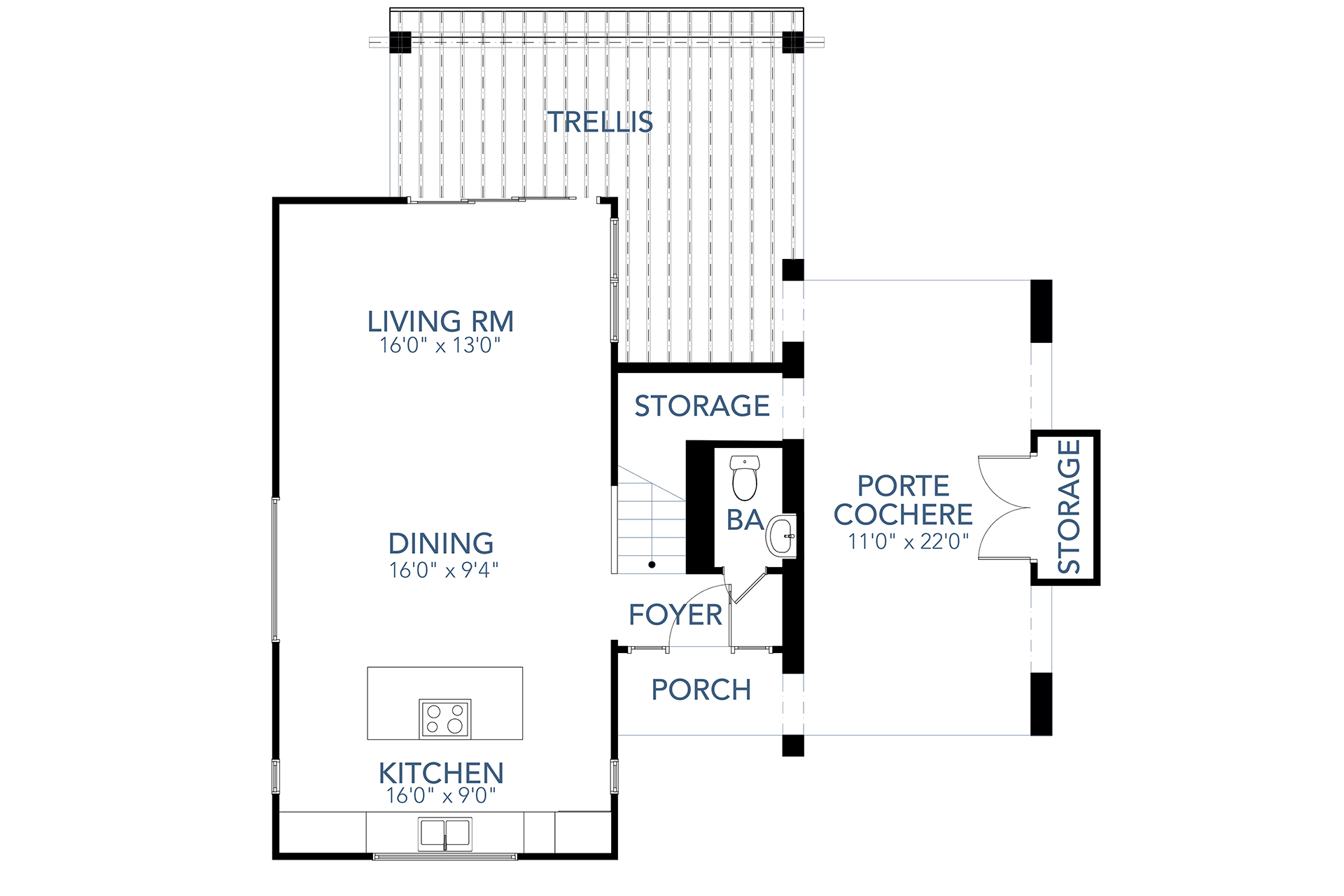 Floor Plan First Story of Contemporary Plan #136-1032