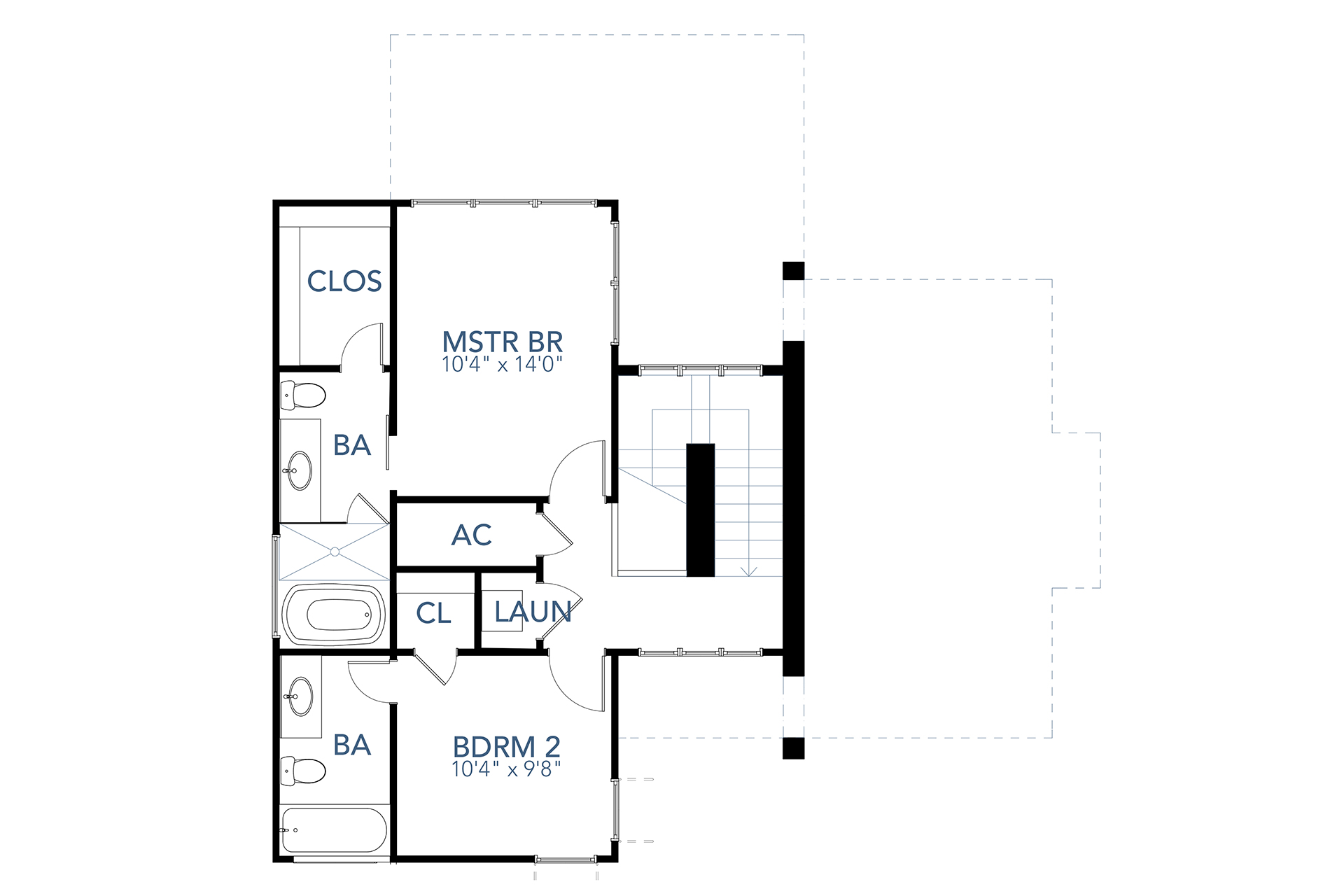 Floor Plan Second Story of Contemporary Plan #136-1032