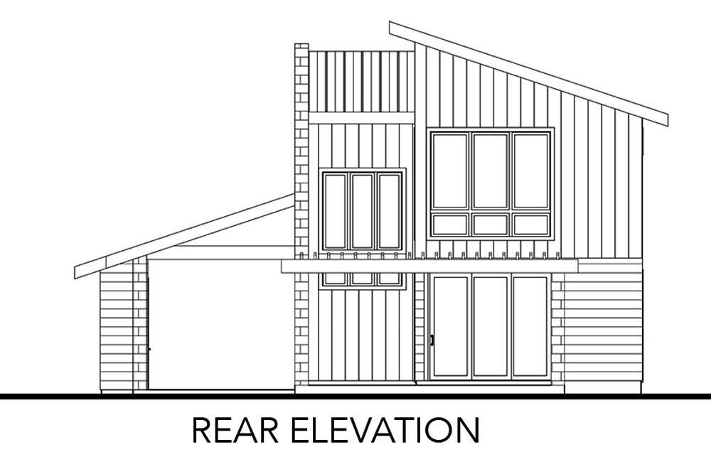 Home Plan Rear Elevation of this 2-Bedroom,1227 Sq Ft Plan -136-1032