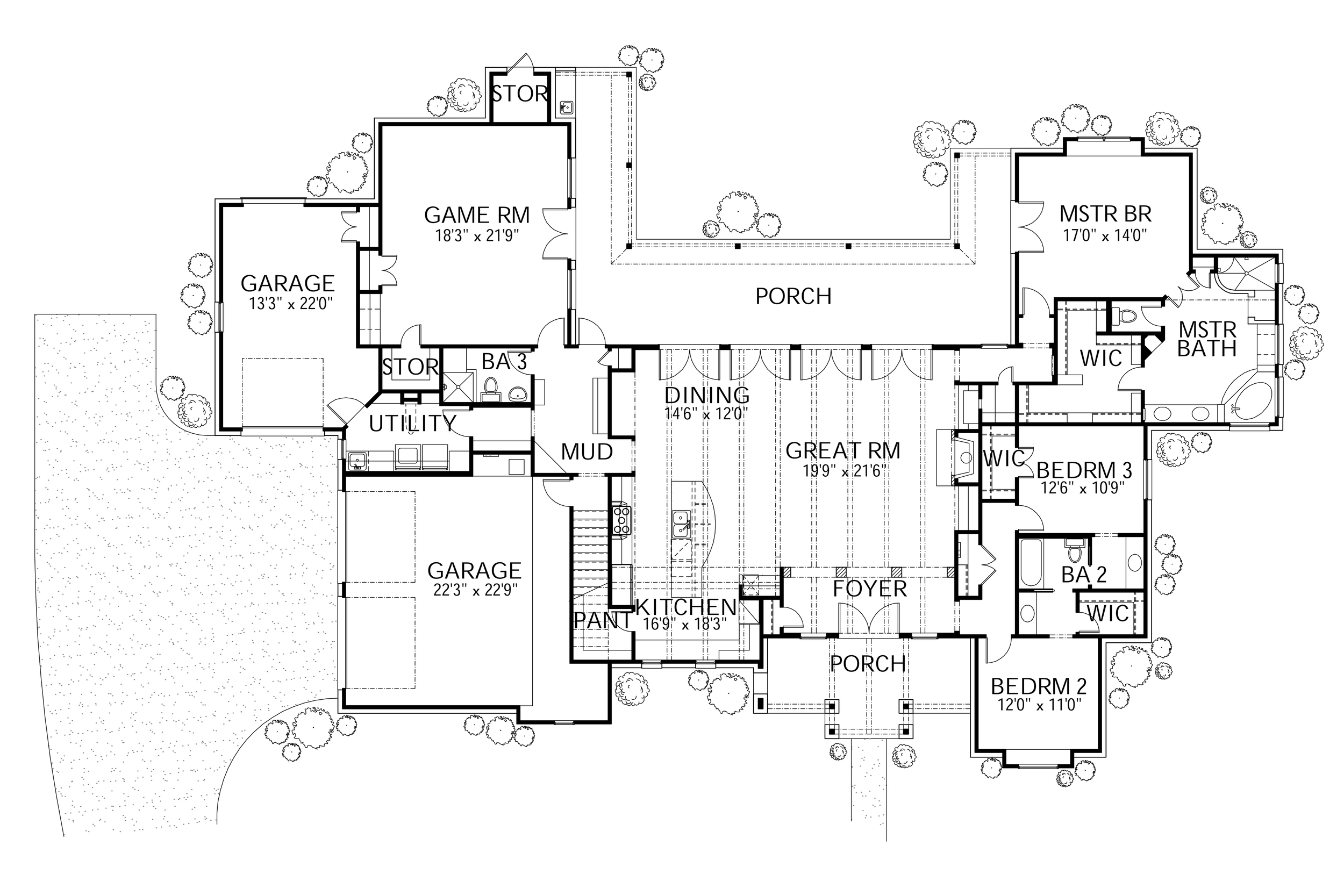 Floor Plan First Story of Texas Style Plan #136-1034