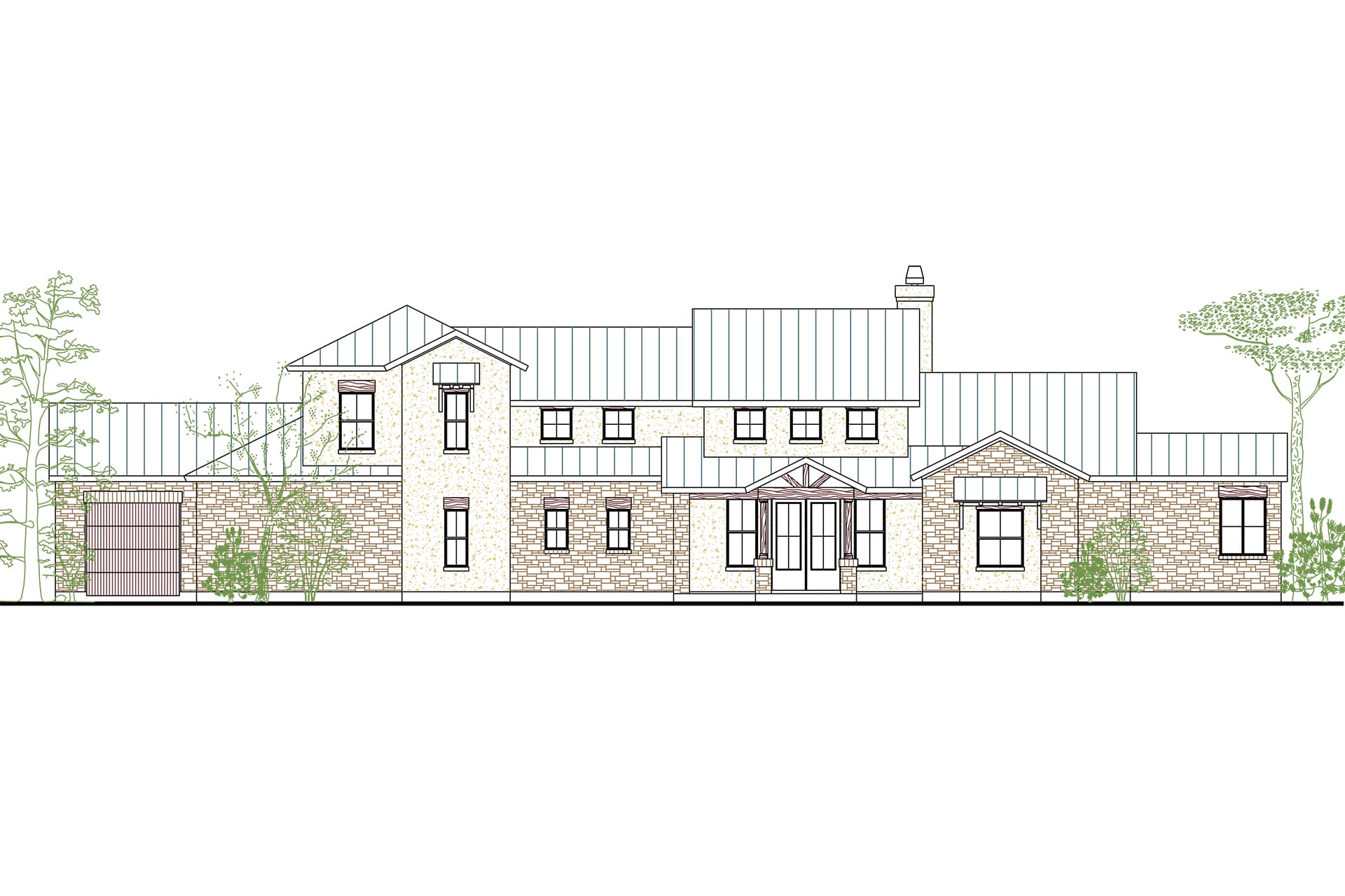 Front View of this 4-Bedroom, 3382 Sq Ft Plan - 136-1034