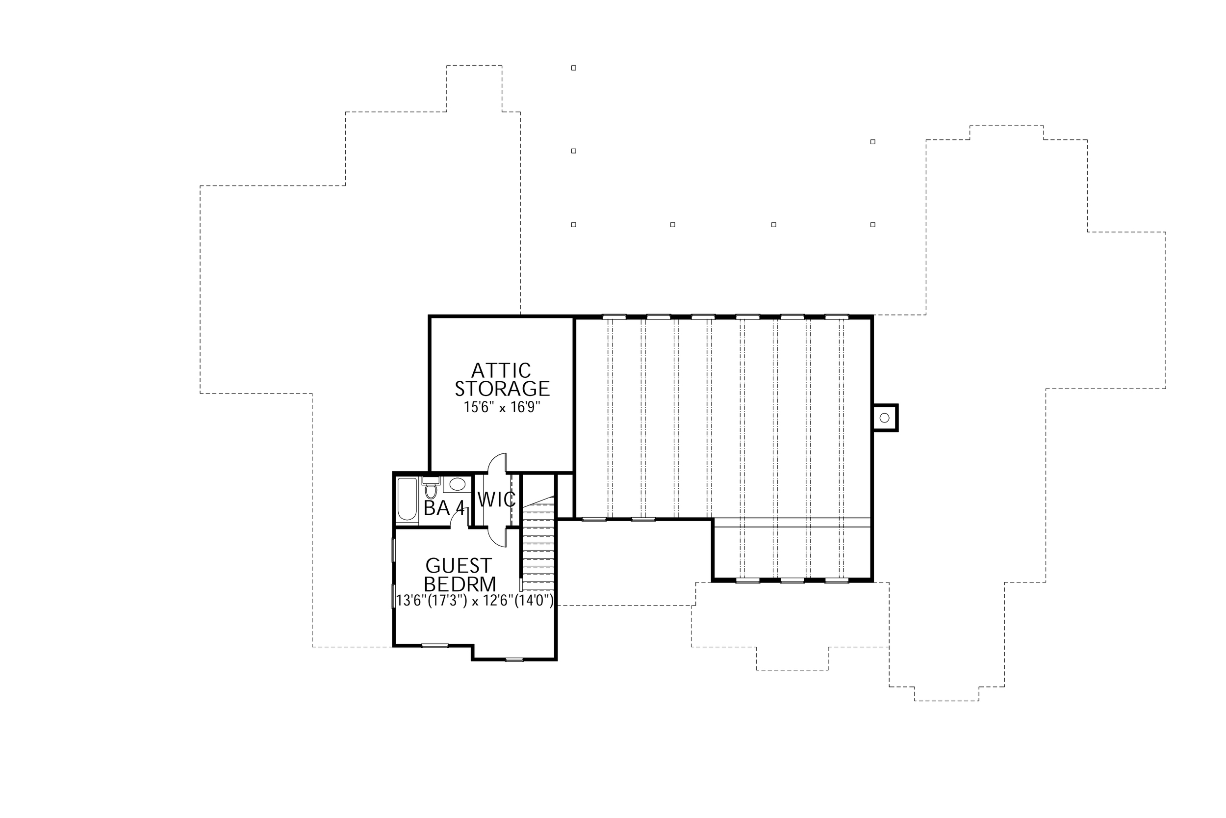 Floor Plan Second Story of Texas Style Plan #136-1034
