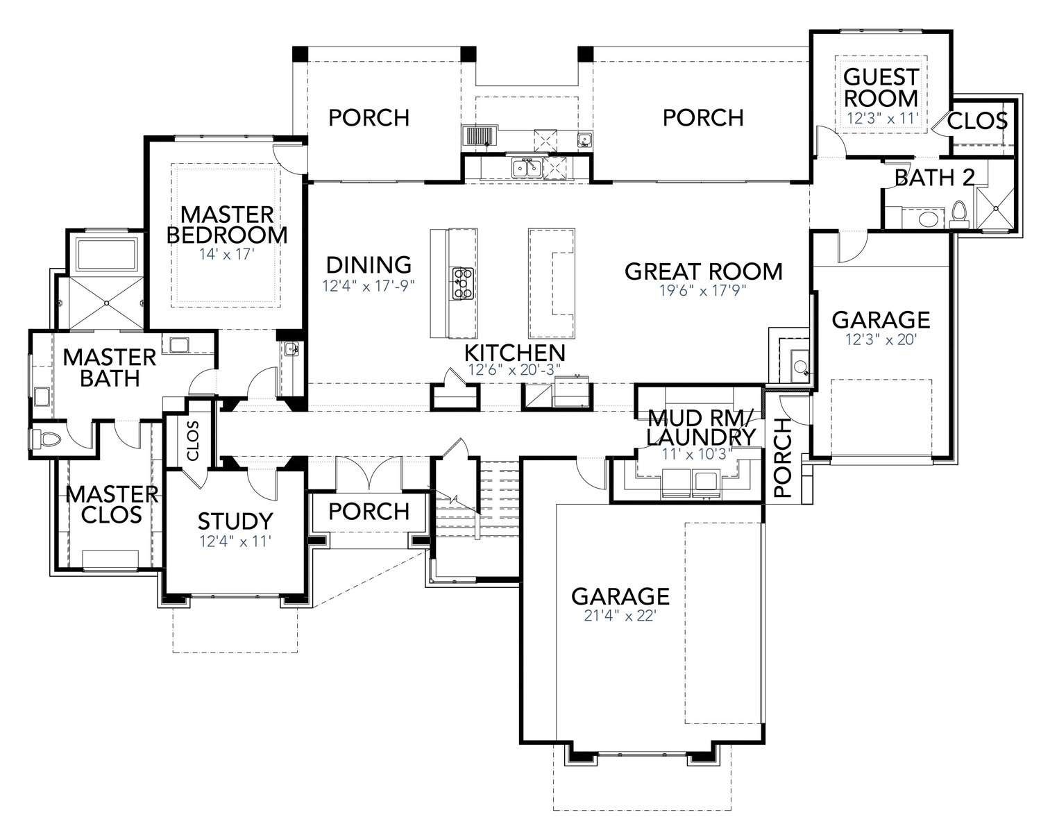 Floor Plan First Story of Contemporary Plan #136-1035