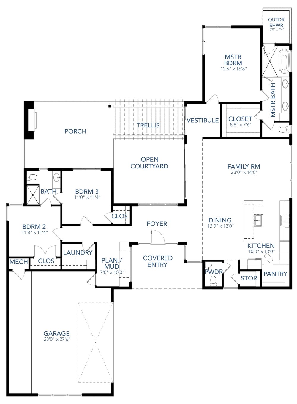 Floor Plan First Story of Contemporary Plan #136-1036