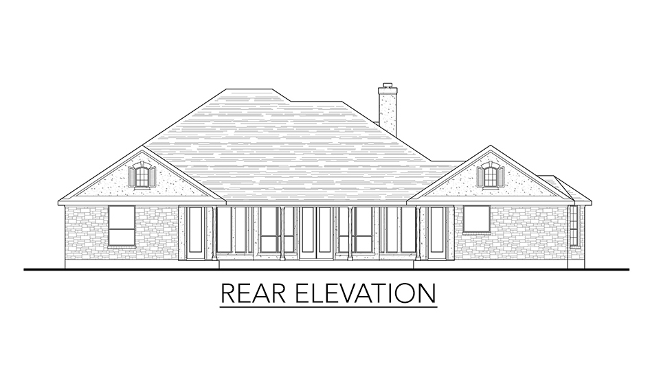 Home Plan Rear Elevation of this 4-Bedroom,2772 Sq Ft Plan -136-1037