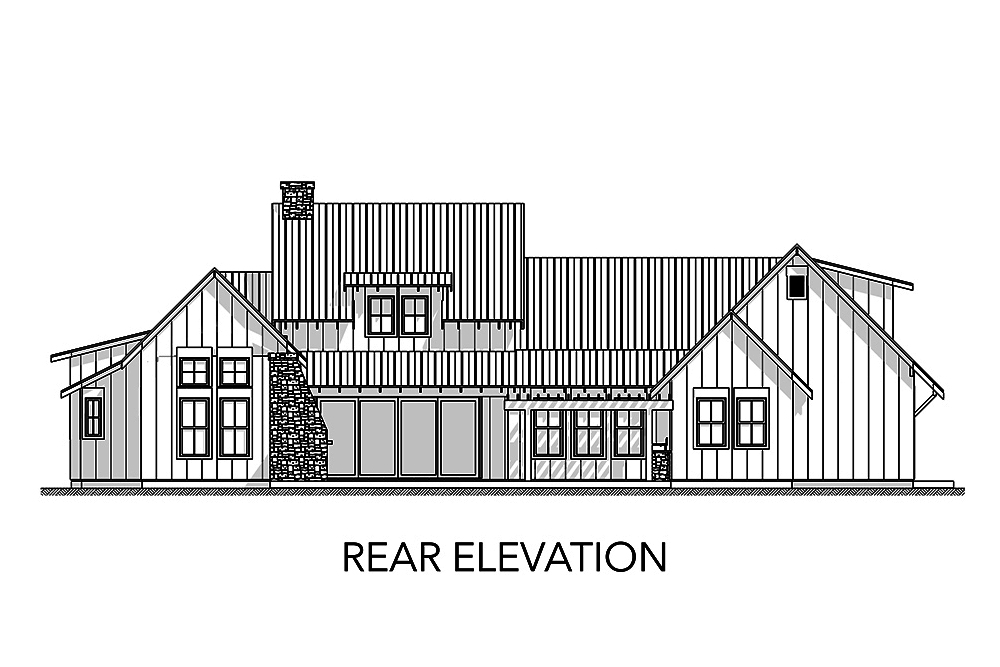 Home Plan Rear Elevation of this 4-Bedroom,2888 Sq Ft Plan -136-1038