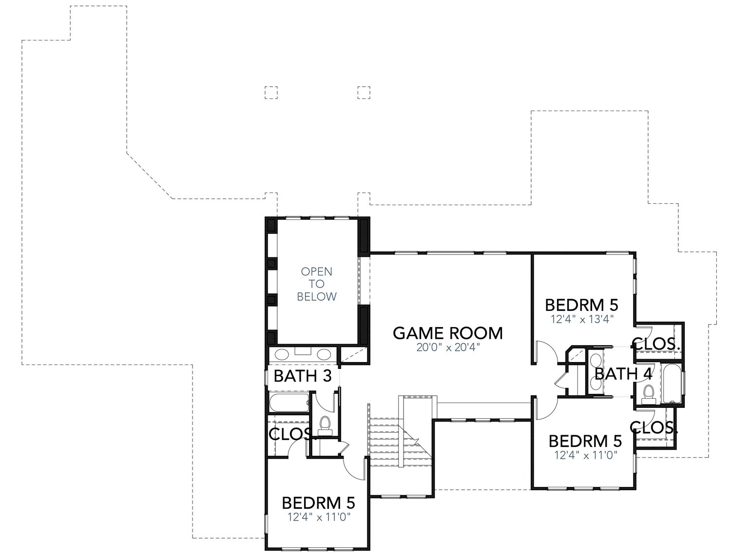 Floor Plan Second Story of Mediterranean Plan #136-1039