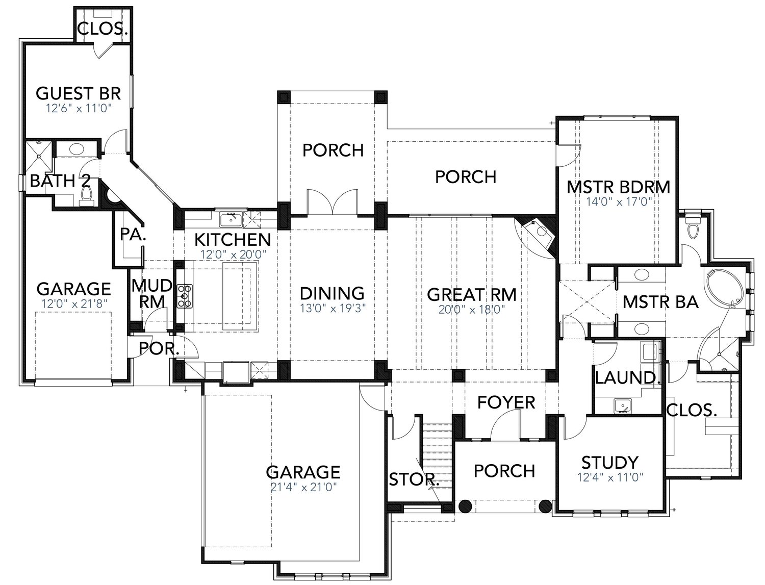 Floor Plan First Story of Mediterranean Plan #136-1039