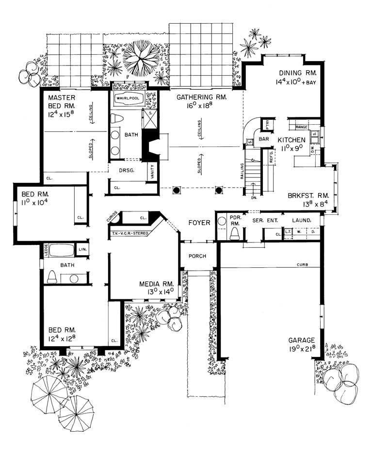 Floor Plan First Story of European Plan #137-1002