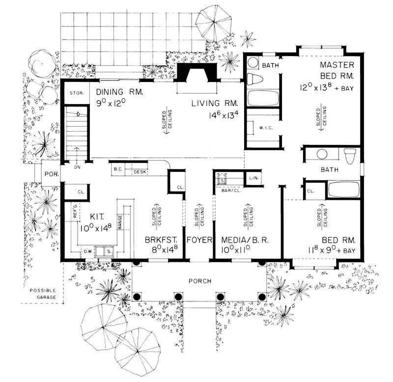 Floor Plan First Story of European Plan #137-1003