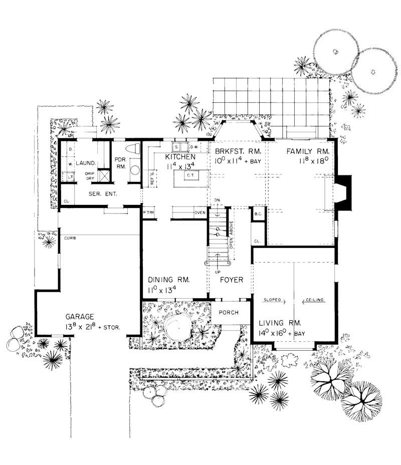 Floor Plan First Story of Country Plan #137-1005