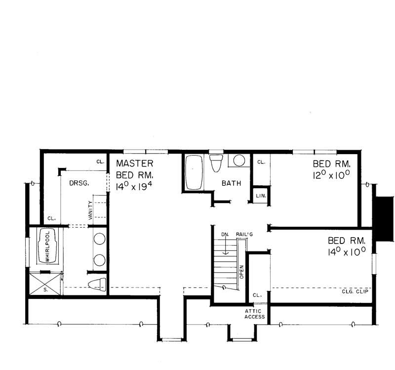 Floor Plan Second Story of Country Plan #137-1005