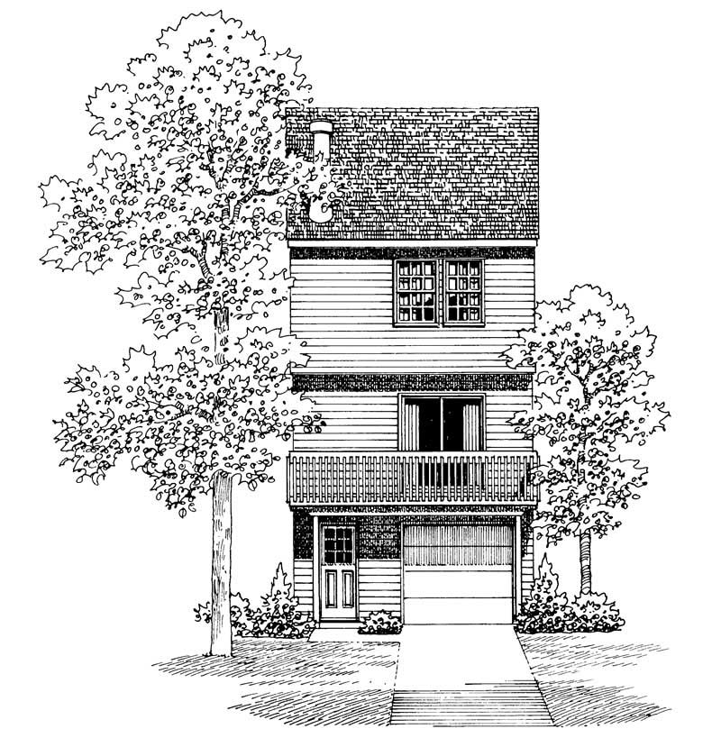 Home Plan Rear Elevation of this 2-Bedroom,1067 Sq Ft Plan -137-1007