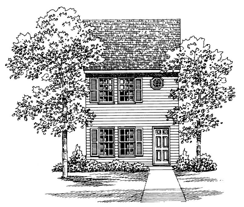 Home Plan Front Elevation of this 2-Bedroom,1067 Sq Ft Plan -137-1007