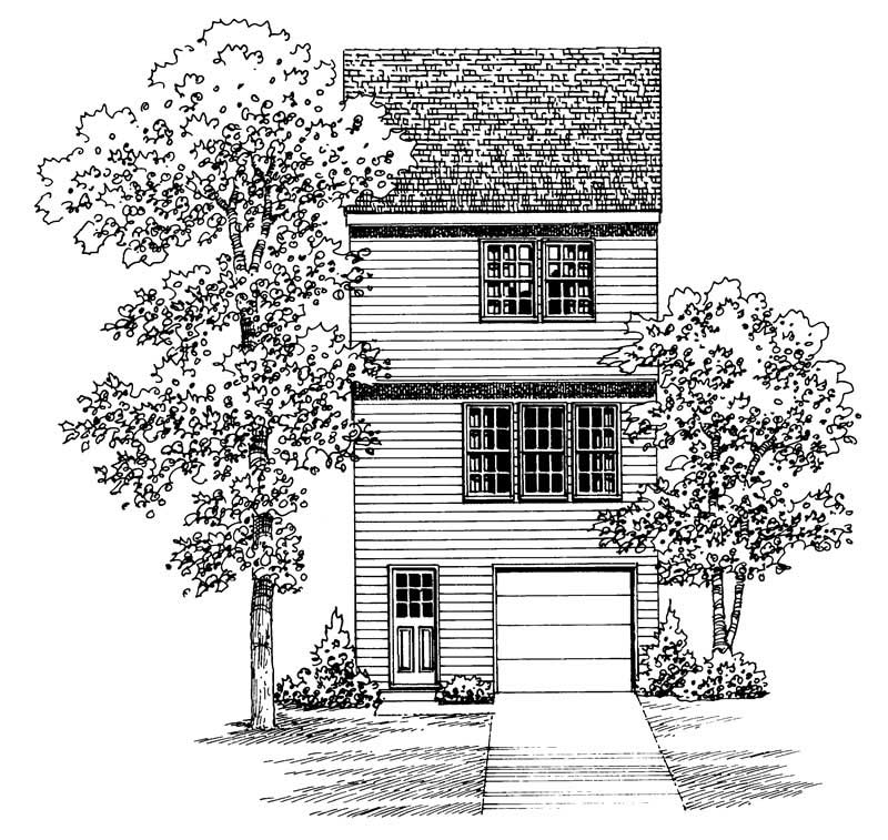 Home Plan Rear Elevation of this 2-Bedroom,1067 Sq Ft Plan -137-1007