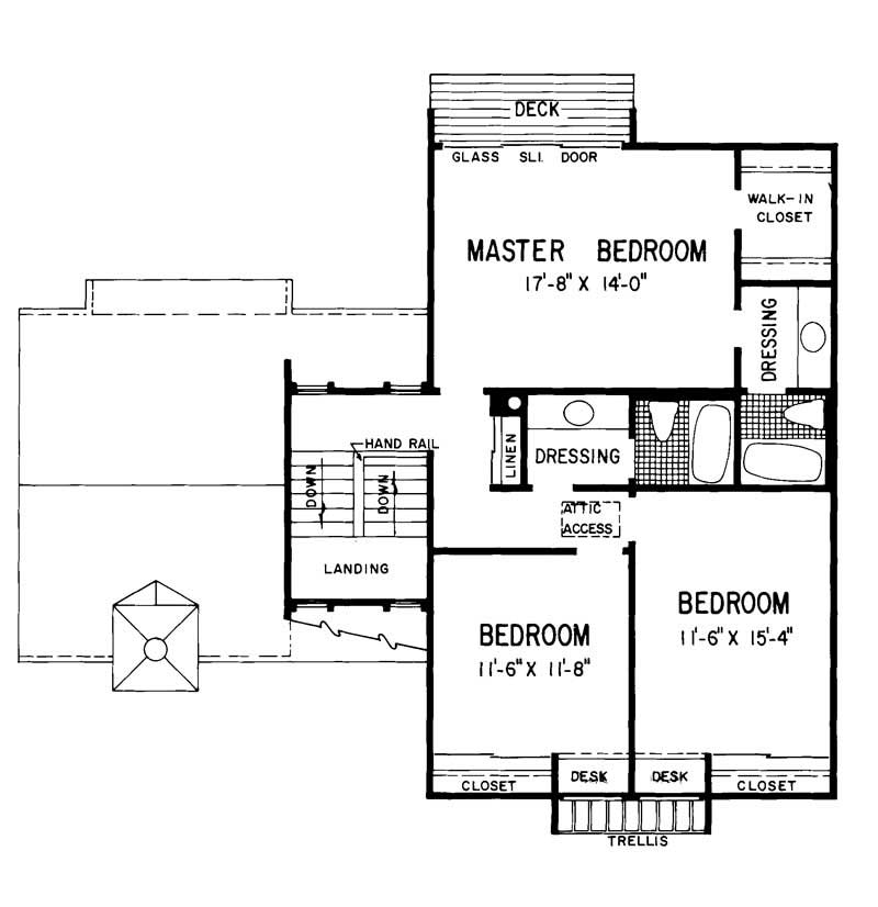 Floor Plan Second Story of Contemporary Plan #137-1008